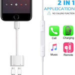 Adaptateur écouteur ZS-S1802 2 en 1 mâle 8 broches vers charge 8 broches + audio 8 broches femelle, support appels & contrôle filaire, compatible avec tous les systèmes iOS