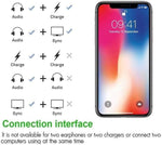 Adaptateur écouteur ZS-S1802 2 en 1 mâle 8 broches vers charge 8 broches + audio 8 broches femelle, support appels & contrôle filaire, compatible avec tous les systèmes iOS