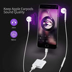 Adaptateur écouteur ZS-S1802 2 en 1 mâle 8 broches vers charge 8 broches + audio 8 broches femelle, support appels & contrôle filaire, compatible avec tous les systèmes iOS