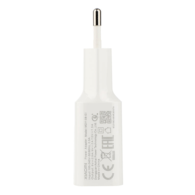 Chargeur original Xiaomi MDY-08-EI 18W Type-C / USB-C charge rapide, prise EU, MDY-08-EI