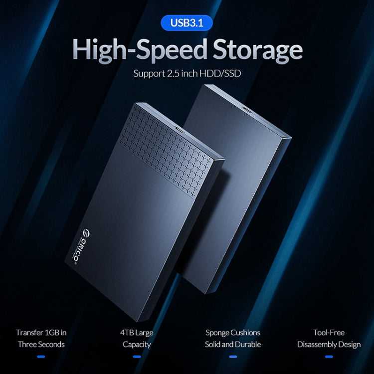 Boîtier de disque dur portable ORICO 2526C3 USB-C / Type-C 2,5 pouces