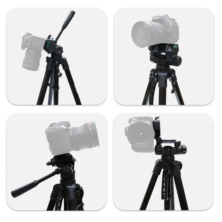 Trépied L-3600 Live avec nacelle à amortissement tridimensionnel, plateau de dégagement rapide détachable, réglage de la hauteur de 62 à 170 cm pour appareil photo reflex numérique et projecteur de lumière en direct (noir), L-3600