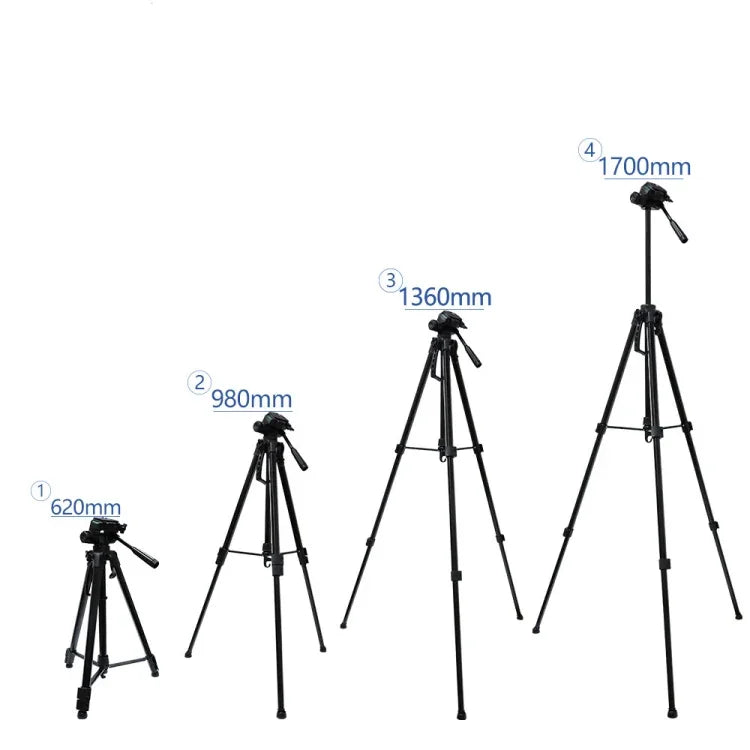 Trépied L-3600 Live avec nacelle à amortissement tridimensionnel, plateau de dégagement rapide détachable, réglage de la hauteur de 62 à 170 cm pour appareil photo reflex numérique et projecteur de lumière en direct (noir), L-3600