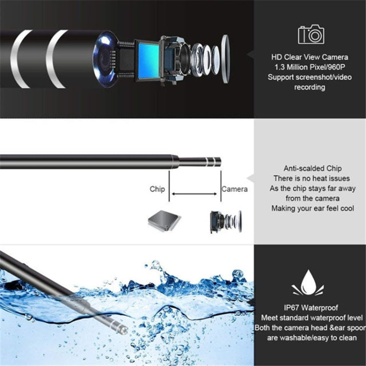 Endoscope numérique d'inspection USB HD 3 en 1 type otoscope oreille cire d'oreille