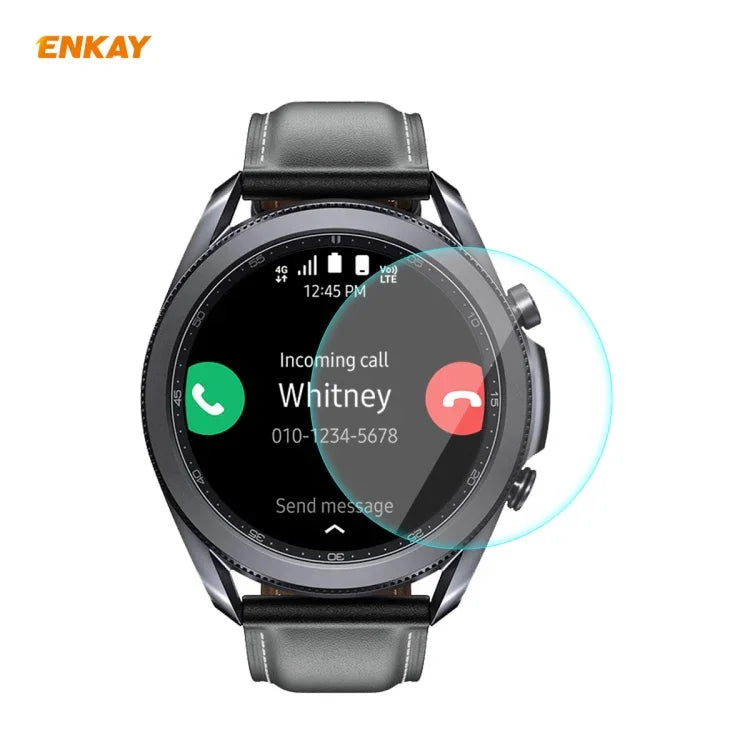Film de protection d'écran en verre trempé ENKAY Hat-Prince 0,2 mm 9H 2,15D à bords incurvés, pour Samsung Galaxy Watch 3 45 mm, pour Samsung Galaxy Watch 3 41 mm