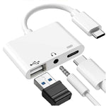 Adaptateur USB-C OTG 3 en 1 avec prise casque 3,5 mm, Compatible iPad Pro et téléphone avec prise Type-C, 3 en 1