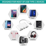 Adaptateur USB-C OTG 3 en 1 avec prise casque 3,5 mm, Compatible iPad Pro et téléphone avec prise Type-C, 3 en 1