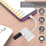 Adaptateur USB-C OTG 3 en 1 avec prise casque 3,5 mm, Compatible iPad Pro et téléphone avec prise Type-C, 3 en 1