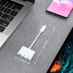 Adaptateur USB-C OTG 3 en 1 avec prise casque 3,5 mm, Compatible iPad Pro et téléphone avec prise Type-C, 3 en 1