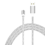 Câble de charge magnétique à succion USB vers 8 broches avec streamer coloré pour téléphone mobile, Longueur : 1m, 1m