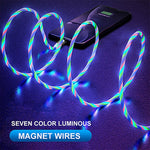 Câble de charge magnétique à succion USB vers 8 broches avec streamer coloré pour téléphone mobile, Longueur : 1m, 1m