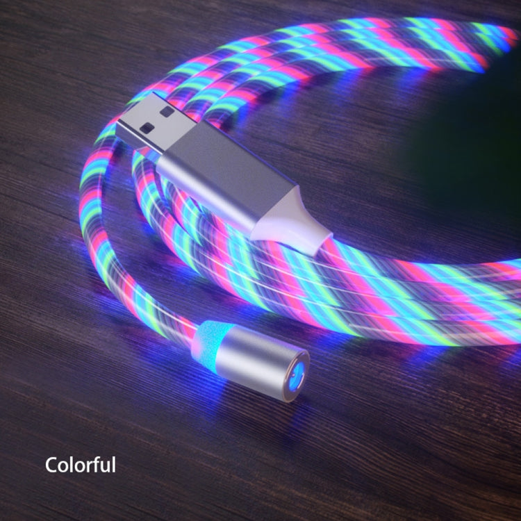 Câble de charge magnétique à succion USB vers 8 broches avec streamer coloré pour téléphone mobile, Longueur : 1m, 1m