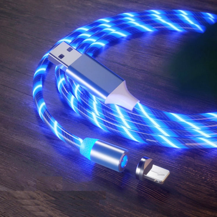 Câble de charge magnétique à succion USB vers 8 broches avec streamer coloré pour téléphone mobile, Longueur : 1m, 1m