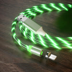 Câble de charge magnétique à succion USB vers 8 broches avec streamer coloré pour téléphone mobile, Longueur : 1m, 1m