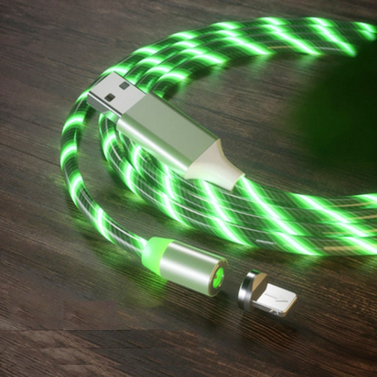 Câble de charge magnétique à succion USB vers 8 broches avec streamer coloré pour téléphone mobile, Longueur : 1m, 1m