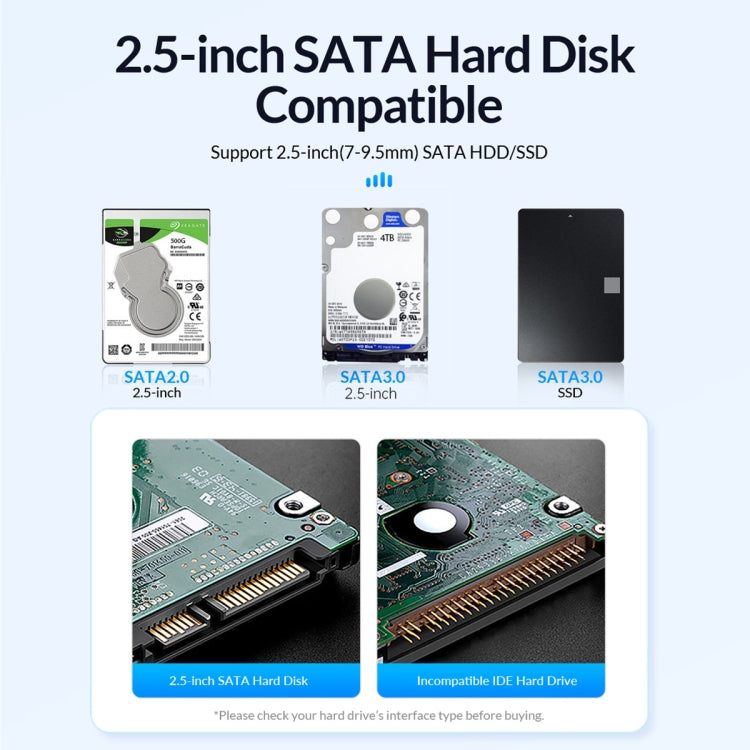 Boîtier de disque dur USB 3.0 SATA 2,5 pouces ORICO 2580U3, boîtier classique pour disque dur mobile, 2580U3