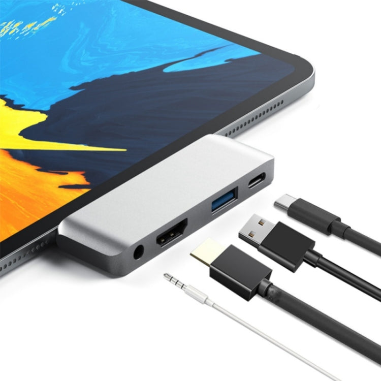 Adaptateur multifonction 4 en 1 Type-C / USB-C vers HDMI + AUX + USB + PD Type-C / USB-C HUB Dock HD