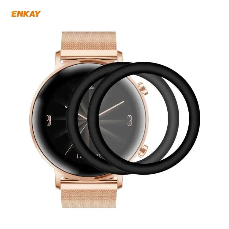 2 PCS Film protecteur d'écran ENKAY Hat-Prince 3D plein écran bord PC souple + PMMA HD, pour Huawei Watch GT 2 42mm, pour Samsung Galaxy Active 2 40mm, pour Samsung Galaxy Active 2 44mm, pour Xiaomi Mi Band 4, pour Fitbit Versa 2
