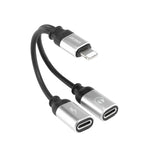 ENKAY ENK-AT104 Adaptateur de conversion en alliage d'aluminium 8 broches vers double 8 broches pour charger et écouter de la musique