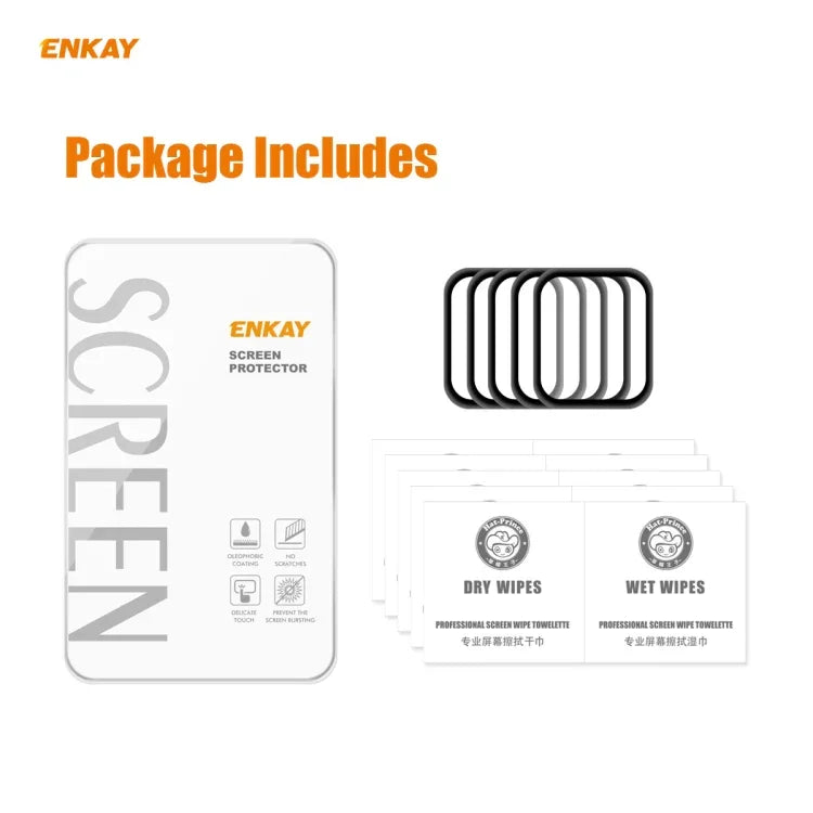 5 PCS ENKAY Hat-Prince Film de protection d'écran 3D plein écran Soft PC Edge + PMMA HD, pour Apple Watch 6/5/4/SE 44mm, pour Apple Watch 6/5/4/SE 40mm