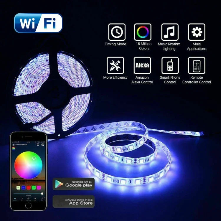 Bande LED 5050 RGB 5M kit d'alimentation WIFI maison intelligente (non étanche)
