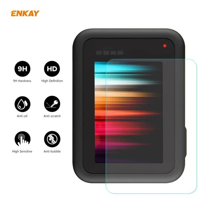 Film de protection en verre trempé 3 en 1 ENKAY Hat-Prince 0,2 mm 9H 2,15D pour objectif et écran GoPro HERO9