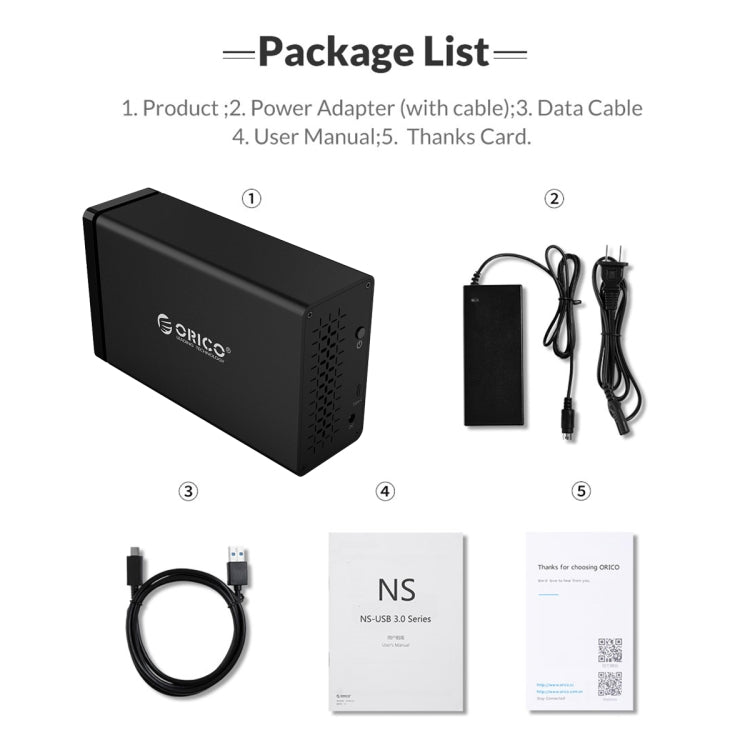Boîtier de disque dur USB3.0 2 baies avec Raid ORICO NS200RU3, NS200RU3