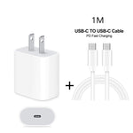 Chargeur de voyage 2 en 1 PD 20W port USB-C / Type-C unique + câble de charge rapide PD 3.0 USB-C / Type-C vers USB-C / Type-C 3A, longueur câble : 1m, prise US, 20W 1m