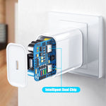 Chargeur de voyage 2 en 1 PD 20W port USB-C / Type-C unique + câble de charge rapide PD 3.0 USB-C / Type-C vers USB-C / Type-C 3A, longueur câble : 1m, prise US, 20W 1m
