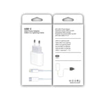 Chargeur de voyage 2 en 1 PD 20W port USB-C / Type-C unique + ensemble de câble de données charge rapide 3A PD3.0 USB-C / Type-C vers 8 broches, longueur du câble : 1m, prise EU, 20W 1m