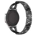 Bracelet de montre en acier inoxydable massif serti de diamants en forme de X pour Samsung Gear S3