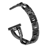 Bracelet de montre en acier inoxydable massif serti de diamants en forme de X pour Samsung Gear S3