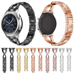 Bracelet de montre en acier inoxydable massif serti de diamants en forme de X pour Samsung Gear S3