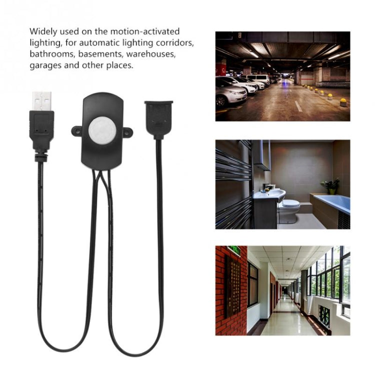 Interrupteur de capteur de mouvement PIR infrarouge corporel USB DC 5V/12V/24V, détecteur de mouvement humain pour bande lumineuse LED, noir, blanc
