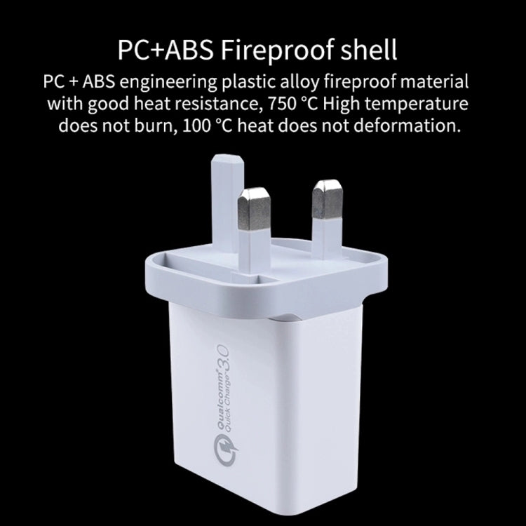 SDC-30W câble de données USB vers 8 broches 2 en 1 + chargeur rapide 30W QC 3.0 USB + chargeur universel 2 ports USB 2.0 2.4A pour téléphone, tablette, PC, prise UK, avec câble 8 broches, prise UK