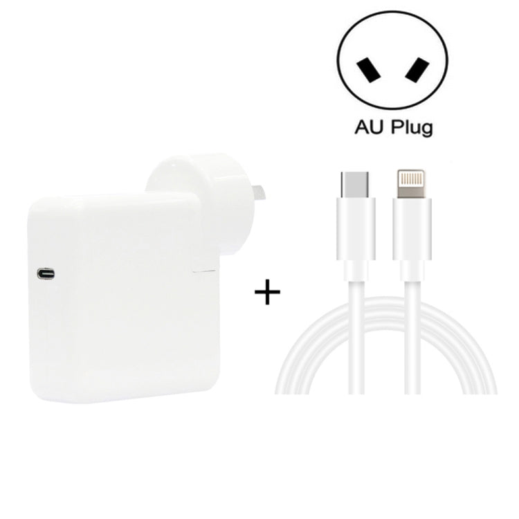 Chargeur de voyage 2 en 1 PD3.0 30W USB-C / Type-C avec pied détachable + ensemble câble de données de charge rapide PD3.0 3A USB-C / Type-C vers 8 broches, longueur du câble : 1m, prise AU, 1m