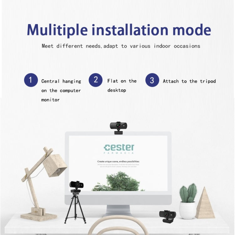C5 4 millions de pixels Auto Focus 2K Full HD Webcam Rotation 360 USB sans pilote Caméra Web de diffusion en direct avec micro, C5