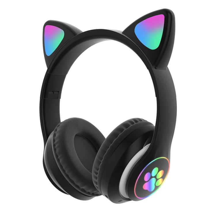 TN-28 Casque Bluetooth 5.0 à double connexion avec oreilles de chat RGB, basses stéréo, réduction de bruit, prise en charge de carte TF et microphone