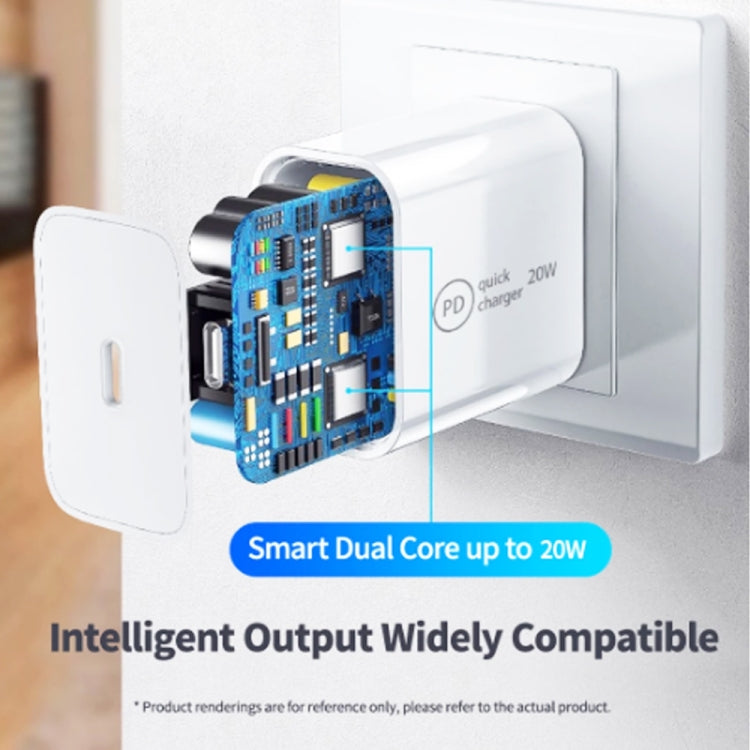 Chargeur de voyage USB-C / Type-C 2-en-1 SDC-20W PD 20W + Kit de câble de données de charge rapide 3A PD 3.0 USB-C / Type-C vers USB-C / Type-C, Longueur du câble : 1m, Prise US, Prise EU, Prise UK