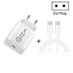 Chargeur de voyage USB-C / Type-C 2-en-1 SDC-20W PD 20W + Kit de câble de données de charge rapide 3A PD 3.0 USB-C / Type-C vers USB-C / Type-C, Longueur du câble : 1m, Prise US, Prise EU, Prise UK
