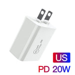 SDC-20W Chargeur de Voyage 2 en 1 PD 20W USB-C / Type-C + Câble de Données de Charge Rapide 3A PD3.0 USB-C / Type-C vers 8 Broches, Longueur du Câble : 1m, Prise US, Prise EU, Prise UK