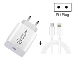 SDC-20W Chargeur de Voyage 2 en 1 PD 20W USB-C / Type-C + Câble de Données de Charge Rapide 3A PD3.0 USB-C / Type-C vers 8 Broches, Longueur du Câble : 1m, Prise US, Prise EU, Prise UK