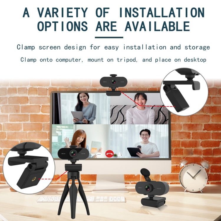 B1 Webcam rotative à 360 degrés, 4 millions de pixels, résolution 2K HD 1080P, avec micro et trépied