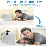 B1 Webcam rotative à 360 degrés, 4 millions de pixels, résolution 2K HD 1080P, avec micro et trépied