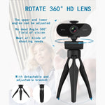 B1 Webcam rotative à 360 degrés, 4 millions de pixels, résolution 2K HD 1080P, avec micro et trépied
