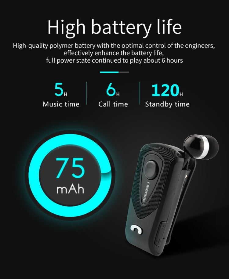 Casque Bluetooth F930 CSR4.1 avec câble rétractable, rappel vibreur pour les appels, anti-vol, argent