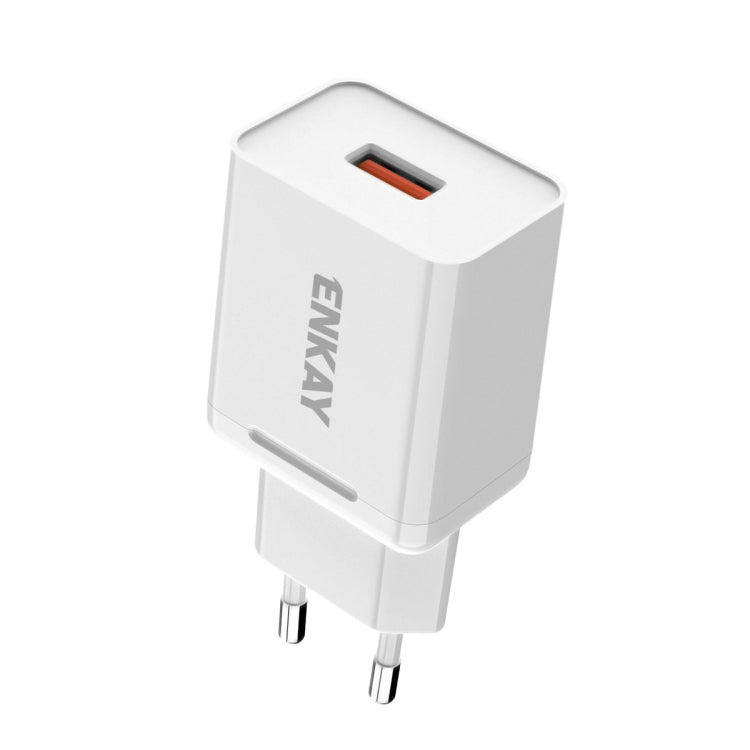Chargeur de voyage rapide ENKAY Hat-Prince T006-1 18W USB QC 3.0, prise EU