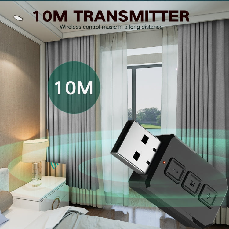 Adaptateur audio Bluetooth USB RT02 Transmet et reçoit 2-en-1 Bluetooth 5.0 Kit mains libres Récepteur Bluetooth de voiture