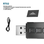 Adaptateur audio Bluetooth USB RT02 Transmet et reçoit 2-en-1 Bluetooth 5.0 Kit mains libres Récepteur Bluetooth de voiture