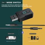Adaptateur audio Bluetooth USB RT02 Transmet et reçoit 2-en-1 Bluetooth 5.0 Kit mains libres Récepteur Bluetooth de voiture